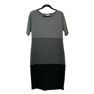 NWT LuLaRoe Julia dress women’s size L gray black colorblock bodycon modern LLR